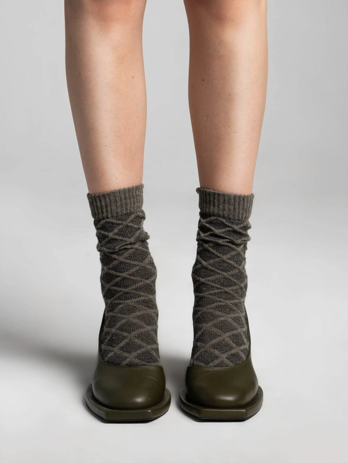 Aydo Studios Barasov Crossover socks in Silent Matter, worn
