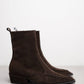 Brown Suede Ruffle Boot