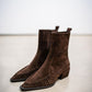 Brown Suede Ruffle Boot