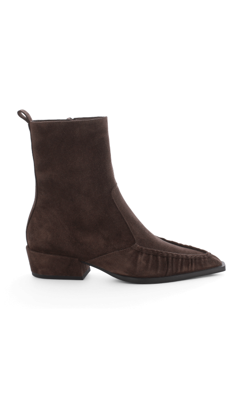 Brown Suede Ruffle Boot