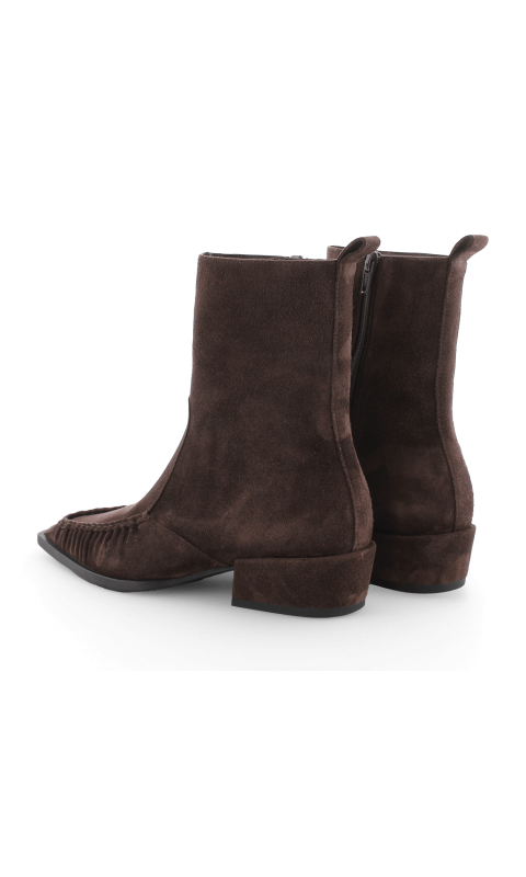 Brown Suede Ruffle Boot