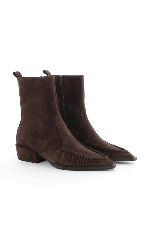 Brown Suede Ruffle Boot