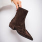 Brown Suede Ruffle Boot