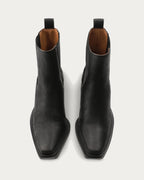 Pair of Copenhagen Studios black nubuck Chelsea boots with square toes and pull tabs, top view