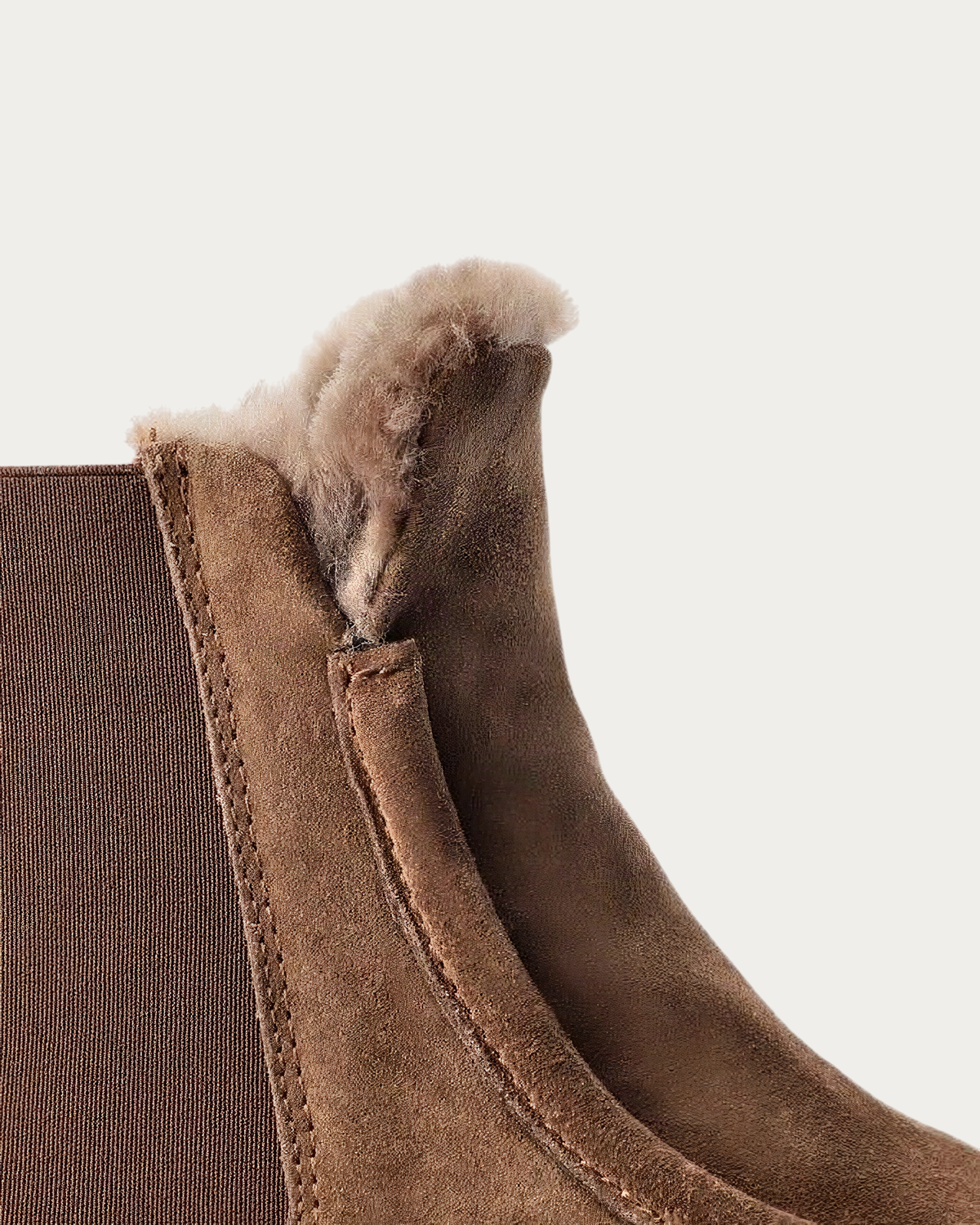 Lambskin-lined collar and elastic panel on the Copenhagen Studios CPH267 Mokka Chelsea boot