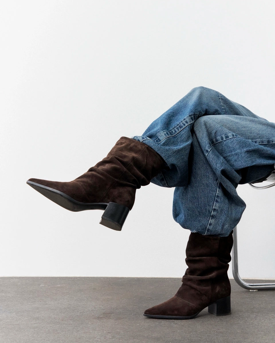 Copenhagen Studios Suede Chocolate Heeled Boot - view 2
