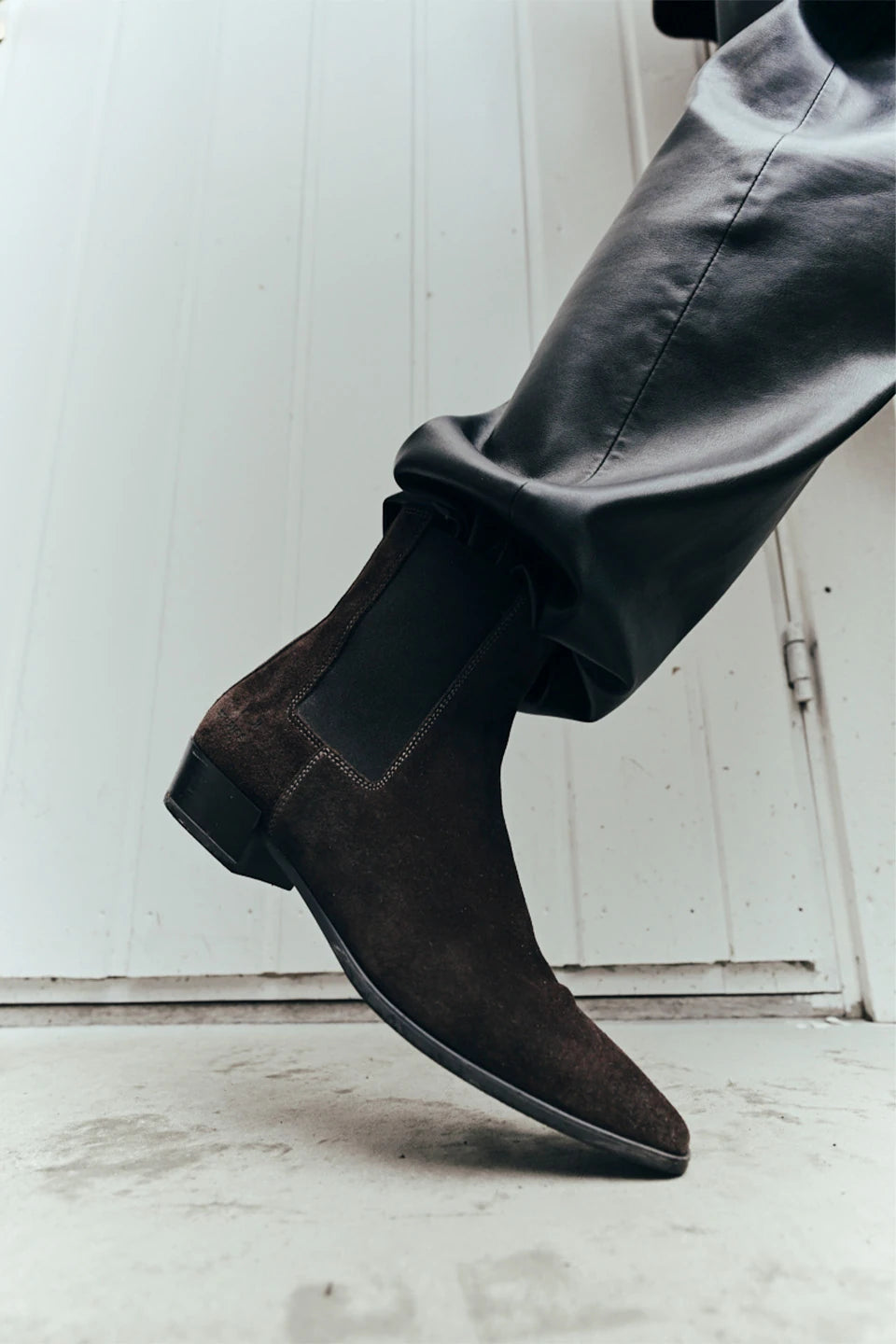 Copenhagen Studios Suede Chocolate Pointed Chelsea Boot - view 2