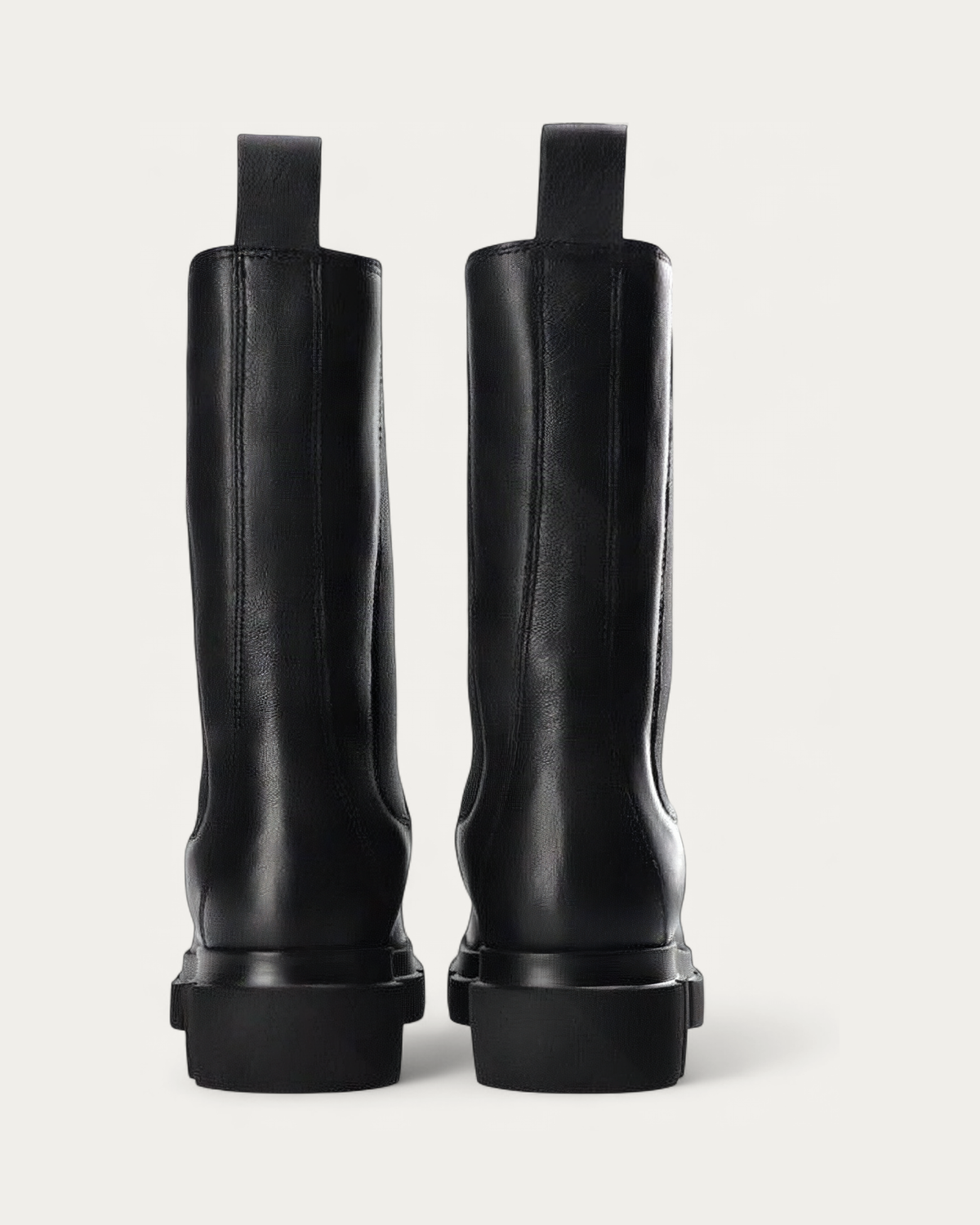 Copenhagen Studios CPH500 black leather Chelsea boots, back view with pull tabs