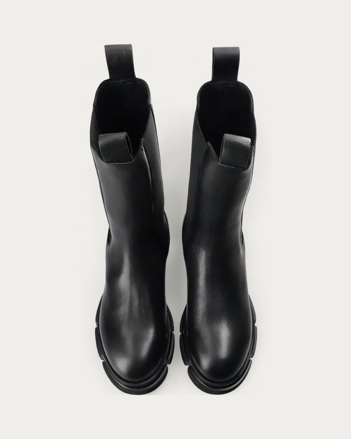 Pair of Copenhagen Studios black leather Chelsea boots, top view