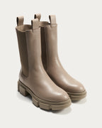 Pair of Copenhagen Studios fango leather Chelsea boots with pull tabs, angled view