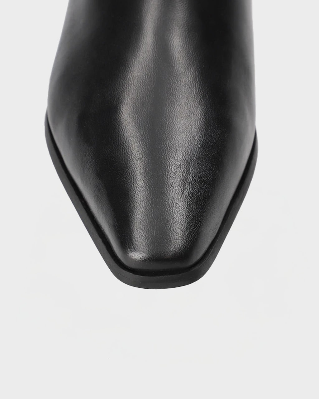 Copenhagen Studios black leather ankle boot, close-up of the crafted toe