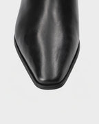Copenhagen Studios black leather ankle boot, close-up of the crafted toe