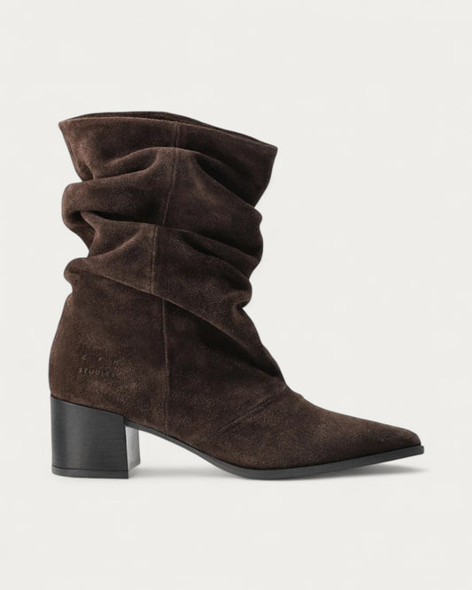 Copenhagen Studios Suede Chocolate Heeled Boot - view 1