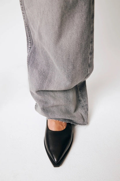 Black Leather Slingback
