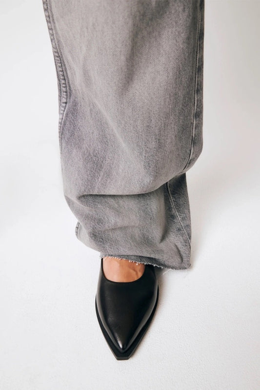 Black Leather Slingback