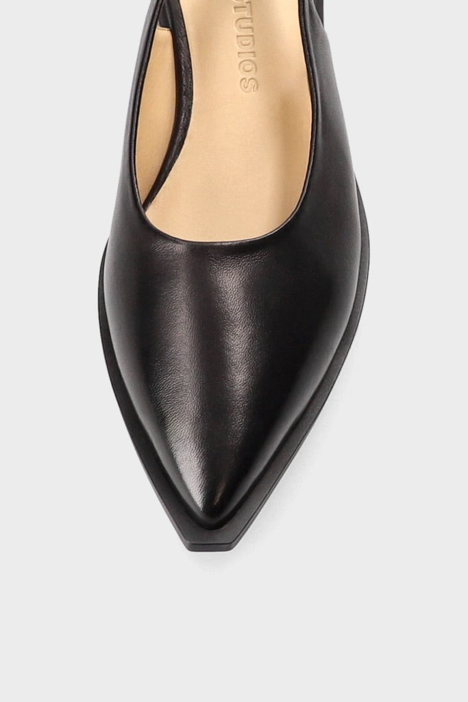 Black Leather Slingback