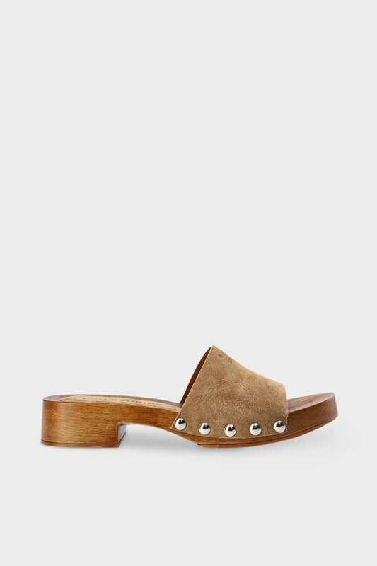 Suede Wooden Clog Sandal