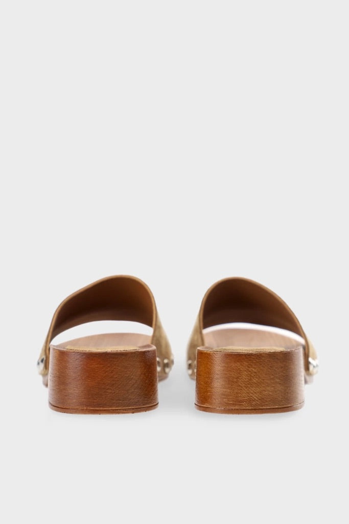 Suede Wooden Clog Sandal