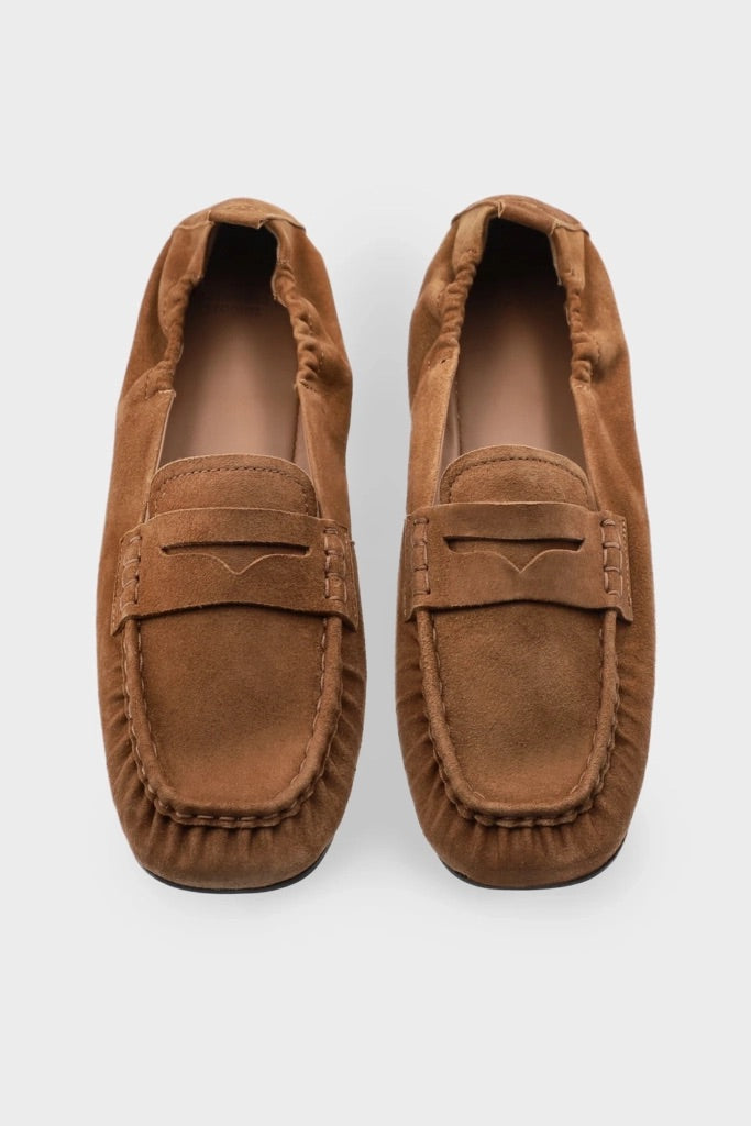 Suede Loafer With Ruffle Detail