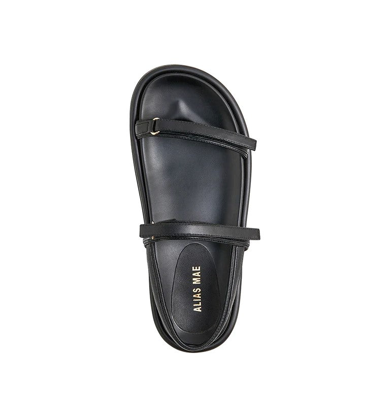 Black Velcro Leather Sandal