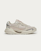 D.A.T.E. Vela Hybrid pink sneaker, side view, with pink mesh, suede and leather panels and a chunky cream sole