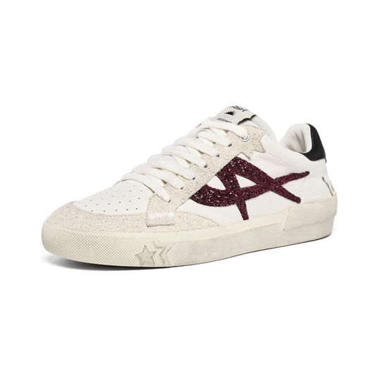 White Sneaker With Purple Detail