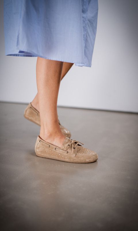 Embelleshed Suede Boat Shoe