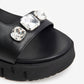 Black Sporty Trek Sandal With Diamantes