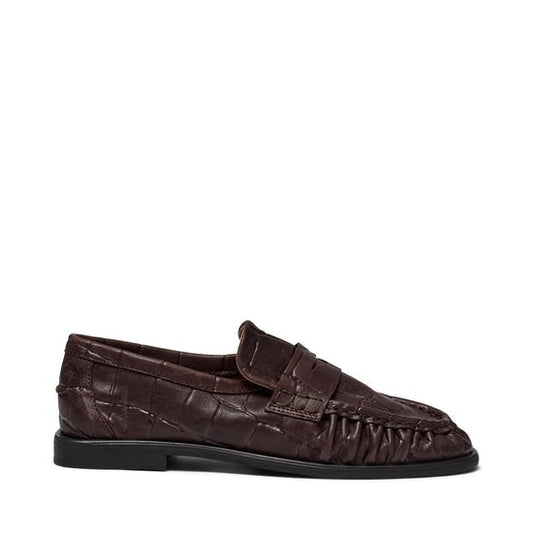 Croco Print Brown Loafer+