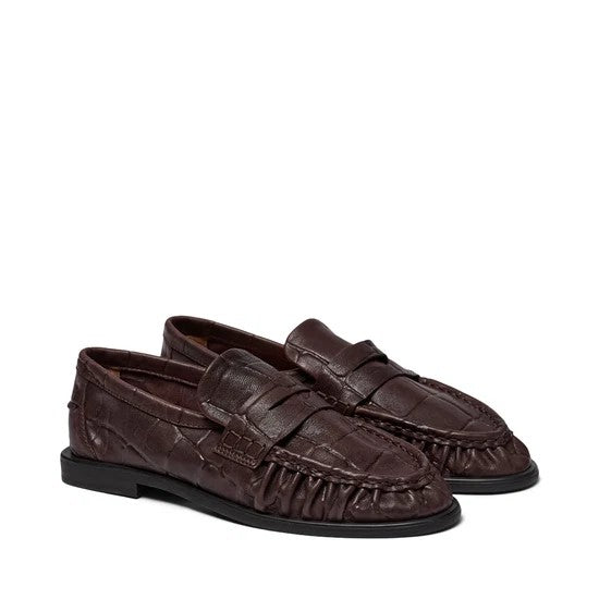 Croco Print Brown Loafer+