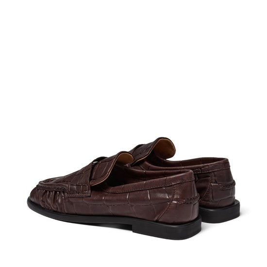Croco Print Brown Loafer+