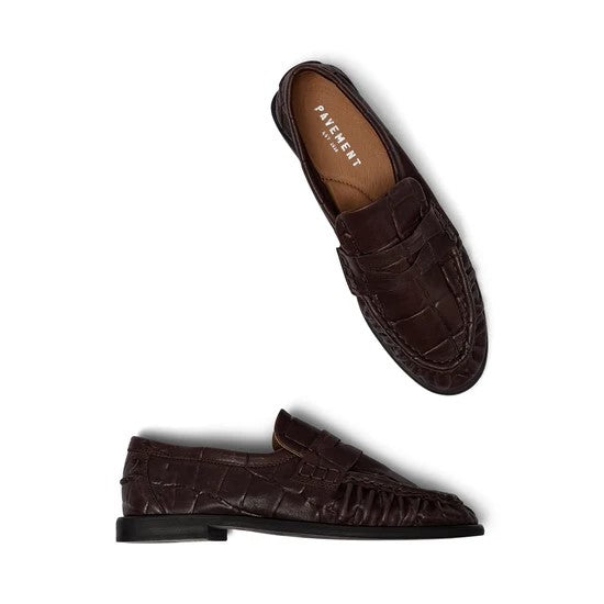 Croco Print Brown Loafer+