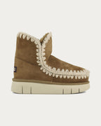 MOU Eskimo 18 Bounce ankle boot in cognac sheepskin with cream platform sole, side profile