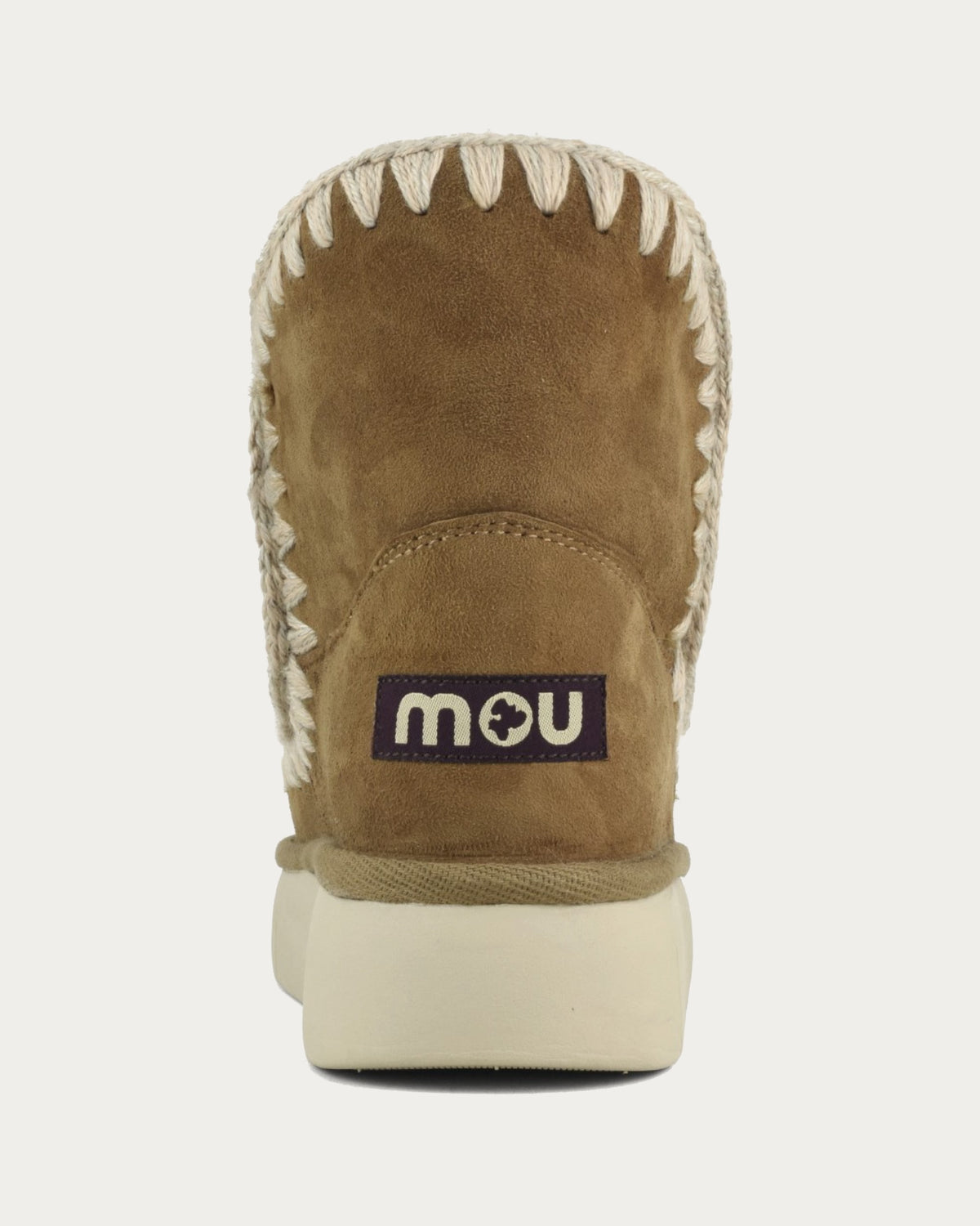 MOU Eskimo 18 Bounce cognac sheepskin ankle boot, back view of heel and platform sole