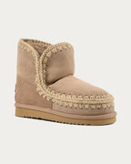 MOU Eskimo 18 camel sheepskin ankle boot, front three-quarter view showing the sheepskin lining and EVA sole