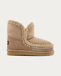 MOU Eskimo 18 camel double-face sheepskin ankle boot with hand-crochet wool stitching, side profile
