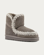 MOU Eskimo 18 new grey sheepskin ankle boot, front three-quarter view showing shearling lining