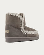 MOU Eskimo 18 new grey sheepskin ankle boot, rear three-quarter view with MOU heel label