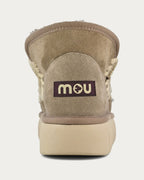 MOU Eskimo Bounce sneaker elephant grey sheepskin boot, back view of heel and platform sole