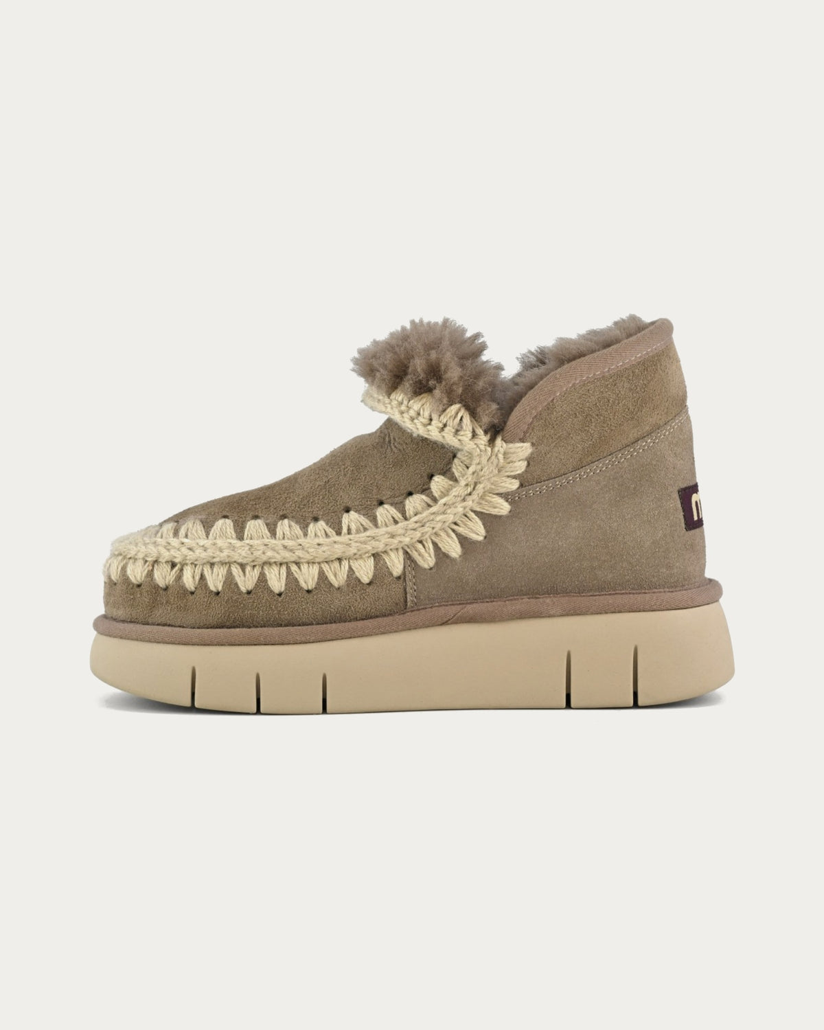 MOU Eskimo Bounce sneaker elephant grey sheepskin boot, opposite side view