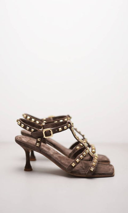 Suede Sandal With Gold Studs