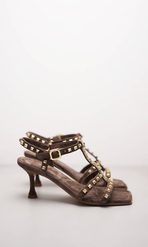 Suede Sandal With Gold Studs