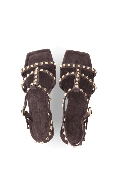 Suede Sandal With Gold Studs