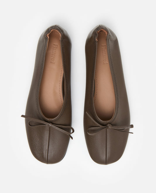Blaise Leather Khaki Flat