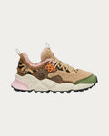 Flower Mountain Kotetsu Woman Brown Green sneaker in brown and green shearling and suede, side profile