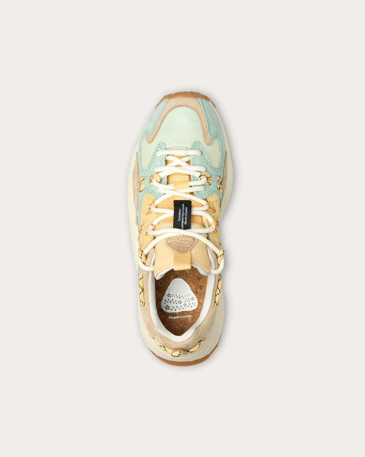 Flower Mountain Yamabushi Mint sneaker, back three-quarter view
