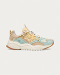 Flower Mountain Yamabushi Mint sneaker in mint, sand and cream leather and polyester with a gum rubber sole, side profile