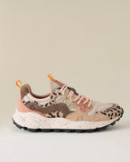 Flower Mountain Yamano 3 Beige Milk sneaker, side view on a warm beige backdrop