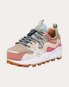 Flower Mountain Yamano 3 Cipria Beige sneaker, front detail of laces and toe