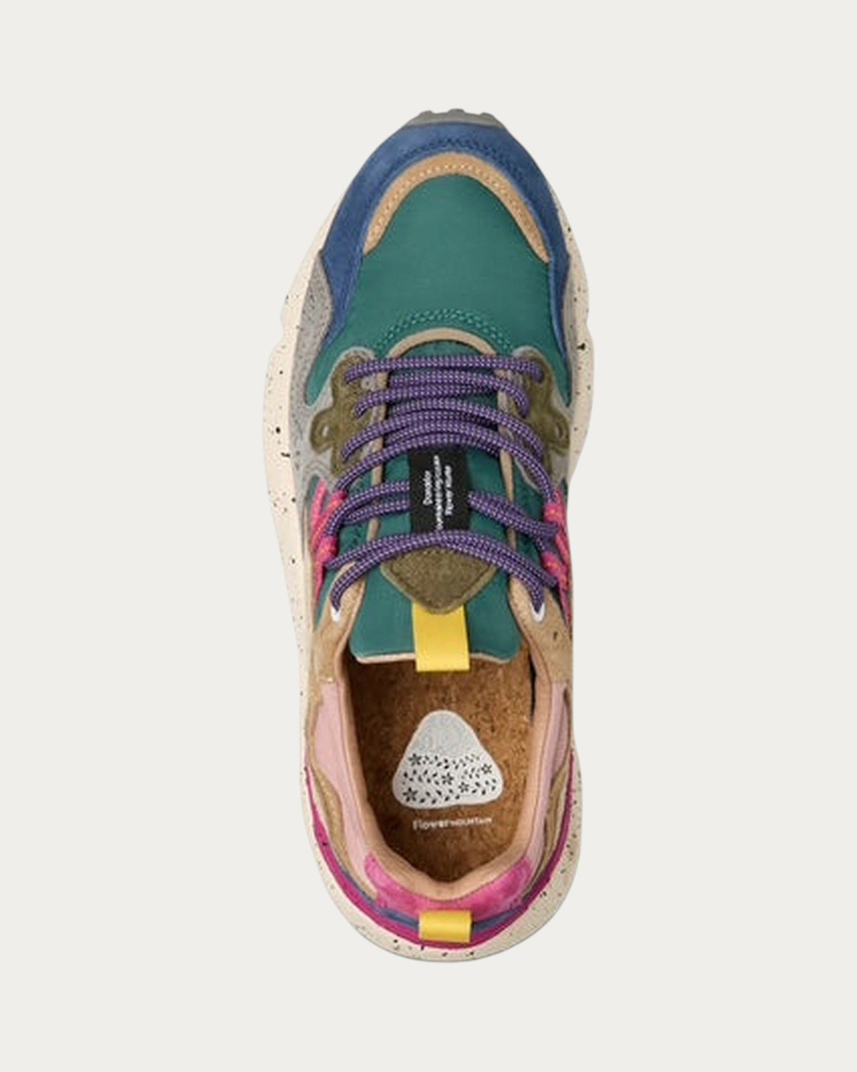 Flower Mountain Yamano 3 Petrol Stone sneaker, top-down view
